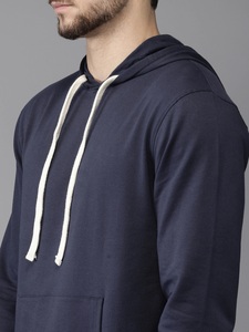 Sudadera con Capucha Azul Marino para Hombre, Corte Regular, Informal, de Algodón Tejido, con Bolsillo, para Otoño - Product Image 5