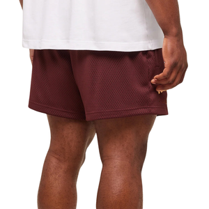 Shorts de sport respirants pour hommes, en mesh, 5 pouces, pour la musculation, l'entraînement et le fitness, couleur bordeaux intense - Product Image 3
