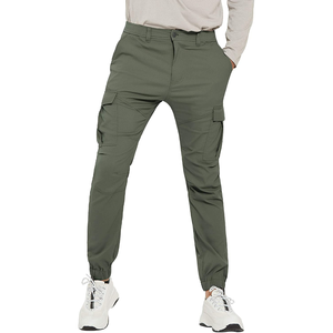 Men's Olive Green Cargo <b>Joggers</b> <b>Slim</b> Fit Quick Dry Elastic Waist Multiple Pockets Casual Pants Autumn Wear - Product Image 3