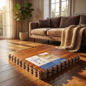 Alfombra de espuma EVA con diseño de madera de 60x60cm x 10mm – Suelo suave entrelazado para sala de estar y uso doméstico - Product Image 1