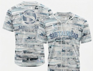 Camiseta de Béisbol Sublimada Personalizada, Gris Azul Degradado, con Botones, Ropa Deportiva Personalizada para Equipos, Ligera y Transpirable - Product Image 6