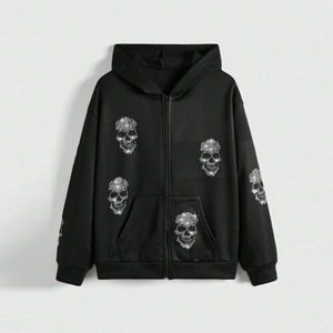 Sweat-shirts à capuche personnalisés pour hommes, imprimés avec des motifs en strass, jersey en polyester/coton, streetwear d'automne, imprimé à l'écran, couleur verte sur le côté - Product Image 4