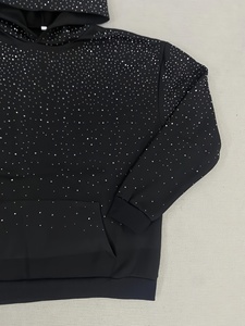 Sudadera con capucha de algodón prémium con cremallera completa, diseño de águila con pedrería negra, estilo urbano, talla grande, para hombre y mujer, de fábrica - Product Image 3