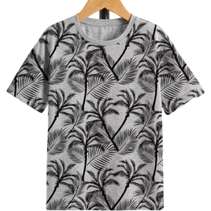 เสื้อยืดลายต้นปาล์มพรีเมียมสำหรับผู้ชาย ผ้าคอตตอนผสม ใส่สบายๆ ในฤดูร้อน แบรนด์ส่วนตัว - Product Image 2