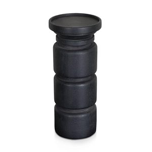 <b>Black</b> Wooden Handmade Gravure Printed Matte Cylindrical <b>Candlestick</b> Stand and Candle Container for Home Wedding Hotel Decor - Product Image 2