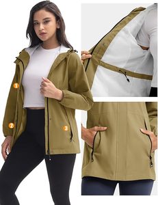 Chaqueta cortavientos impermeable con capucha, informal, estilo urbano, con bloques de color, plegable, para viaje. - Product Image 3