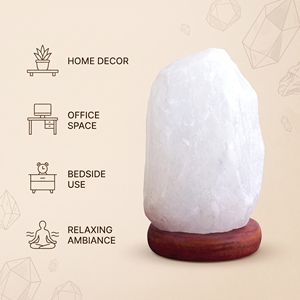 Lampe en sel de roche de l'Himalaya blanc, lampe décorative en cristal naturel pour chambre à coucher, salon, bureau, intérieur de la maison, cadeau, éclairage - Product Image 3