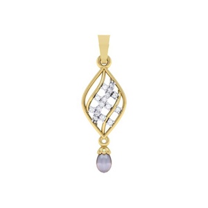 Pendentif classique en moissanite plaqué or jaune avec perle d'eau douce, taille brillant rond, serti à griffes, bijou de charme pour femme - Product Image 1