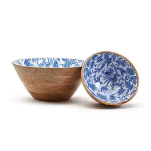 Desain Enamel mangkuk saji kayu untuk RUMAH & restoran kualitas baik mangkuk makanan ringan kayu untuk perjalanan & hadiah barang