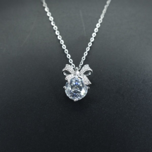 S925 Silver Bow Link Chain Clavicle Necklace with Korean Style Trendy Design for Women Wedding <b>Gift</b> - Product Image 2