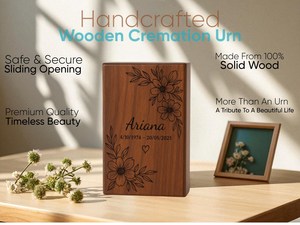 Urna Funeraria de Madera Personalizada, Hecha a Mano, Decorativa, para Entierro, Urnas Conmemorativas para Hombre - Product Image 5