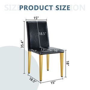 Quattro Comode Sedie da Pranzo in PU Nero con Gambe in Metallo Dorato, Design Versatile ed Elegante per l'Arredamento della Sala da Pranzo - Product Image 4