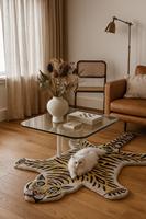 Tapis en laine tuftée à motif guépard personnalisé, couleur unie, réversible, lavable, adapté aux animaux domestiques, en jute, pour salon et pique-nique