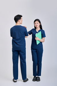 Conjunto de Uniforme Médico Unisex de Mezclilla, 52% Algodón, 45% Poliéster, 3% Elastano, con Detección de Agujas FMF, Fusión sin Costuras, Hecho en Vietnam - Product Image 6