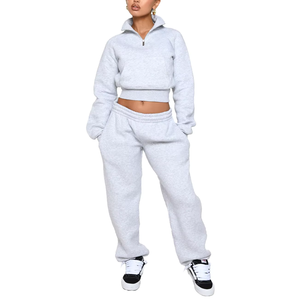 Conjunto de Dos Piezas con Capucha para Mujer, Estilo Y2K 2026, Algodón de Rizo de Alta Calidad, Corte Recortado, Cierre Completo, Estilo Vintage, Casual, Urbano, Color Sólido - Product Image 1