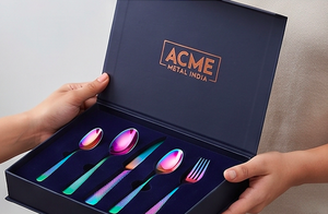 Ensemble de couverts de luxe en acier inoxydable avec manche martelé aux couleurs arc-en-ciel, design de créateur, pour la salle à manger moderne, la cuisine et les événements - Product Image 4