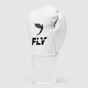 Gants de boxe sur mesure, couleur blanche, à lacets, Pro X, pour sparring, compétition, entraînement, en cuir véritable. - Product Image 3