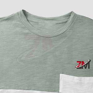 Camiseta de Manga Corta para Hombre 100% Algodón, Cuello Redondo, Estilo Casual, Corte Regular, Color Sólido con Bolsillo y Diseño Estampado - Product Image 3