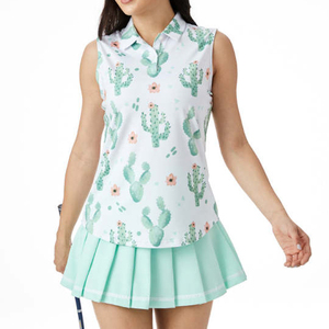 Casual Wear Women's Sleeveless Golf For <b>Shirt</b> Solid Color Slim Fit High Stretch Breathable <b>Ladies</b> Golf <b>Polo</b> <b>Shirts</b> - Product Image 1