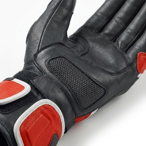 Guantes de Motocicleta de Cuero Completos para Hombre, Color Rojo, Negro y Blanco, con Cierre de Velcro para Ciclismo de Verano - Product Image 5