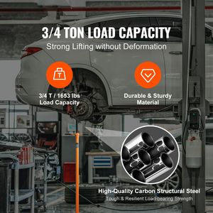 Supporto di sollevamento sottoscocca in acciaio da 3/4 tonnellate con asta girevole da 52,8-76 pollici per uso automobilistico - Product Image 2
