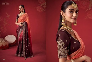 Le Saree en crêpe de soie douce Royal Edit Dola avec tissage Zari |   Sari Ombre Designer avec Blouse en Soie Ornée de Cutdana et de Perles |   Premium - Product Image 4