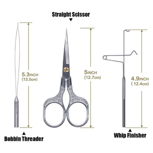 Kit de 5 Herramientas Premium para Atado de Moscas, Bobinas de Cerámica, Acabador de Lazos, Tijeras, Enhebrador de Bobinas, Mango Ergonómico de Acero Inoxidable - Product Image 3