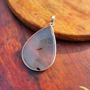 Handmade <b>Solid</b> 925 Sterling Silver, Natural Gemstone, Rare Montana Agate <b>Pendant</b>, Pear Shape <b>Pendant</b>, Gift For Wedding - Product Image 1