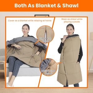 Coperta Riscaldante USB con 6 Zone, 3 Livelli di Riscaldamento, Poncho Elettrico Avvolgente con Cerniera, Fori per le Braccia, Tasca, Doppio Interruttore 5V per il Riscaldamento - Product Image 5