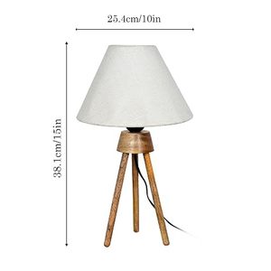 Lampe de sol moderne en bois avec abat-jour rembourré et base trépied pour l'agencement de la maison, le salon et la décoration intérieure (Blackout) - Product Image 1