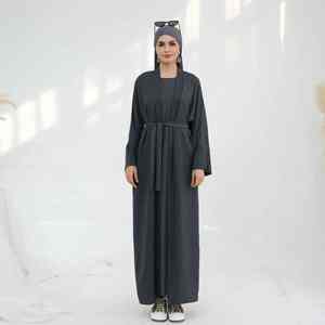 Abaya longue marron élégante, moderne, légère et respirante à manches longues pour femmes musulmanes, style Dubaï, décontractée et modeste - Product Image 2