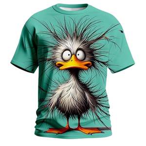 Camiseta Negra de Manga Corta para Hombre, Diseño de Águila, Impresión por Sublimación, Logotipo Frontal, Cuello Redondo, Corte Regular Informal, Algodón Transpirable - Product Image 1