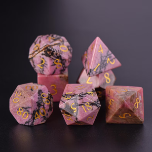 Ensemble de dés de jeu de rôle en rhodonite de luxe, faits à la main, polyédriques, pour Dungeons & Dragons, collection de cadeaux de luxe - Product Image 2
