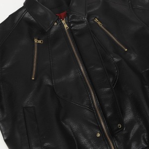 Customizable Solid Color Pocket Fashion Turn Down Windproof <b>Warm</b> Zipper Motorcycle <b>Men's</b> Leather <b>Jacket</b> - Product Image 6