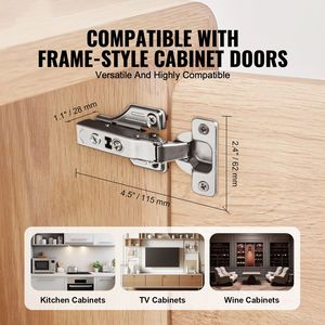 Lot de 40 charnières de porte de placard de cuisine à recouvrement total, ouverture à 100 degrés, fermeture amortie, charnières dissimulées pour meubles - Product Image 2