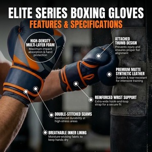 Gants de boxe en cuir personnalisés pour hommes, gants d'entraînement de sparring avec support de poignet à boucle et fermeture auto-agrippante, pour sac de frappe et combat - Product Image 4