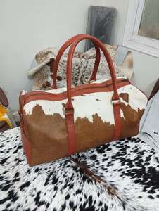 Sac de voyage de week-end en cuir véritable grande capacité avec fermeture éclair, léger et portable LHODB-0139 - Product Image 2