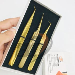 แหนบขนตาสแตนเลสเกรดผ่าตัดระดับมืออาชีพด้ามจับที่แข็งแกร่งด้ามจับเพชรอุปกรณ์ต่อขนตา - Product Image 3