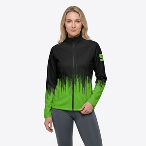 Custom Sublimation Fleece <b>Jacket</b> Men's Sporty <b>Zip</b>-<b>Up</b> Track <b>Jacket</b> Gradient Green Black Print Stand Collar Autumn Outerwear - Product Image 3