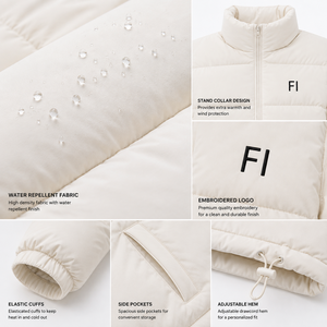 Lightweight Puffer <b>Jacket</b> Stand Collar Full Zip Quilted Winter Casual Outerwear Insulated Waterproof Style Puffer Men's <b>Jackets</b> - Product Image 5