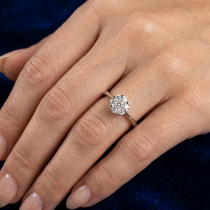 Anillo de Compromiso Clásico de Oro Blanco Sólido de 18k con Diamantes Naturales de Corte Redondo de 0.34ct, Diseño de Flor de Margarita, Joyería Nupcial para Mujer - Product Image 2