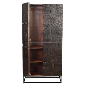 Ancient Wabi Sabi Style Solid Wooden Dining Cabinet Light Luxury <b>Retro</b> New Floral Carving with Wardrobe Storage - Product Image 3