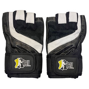 Gants de musculation professionnels noirs et blancs avec bandes de maintien robustes pour les poignets |   Poignée antidérapante de qualité supérieure pour un équipement de musculation ultime - Product Image 2