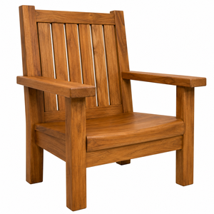 Fauteuil de jardin extérieur en teck massif au design scandinave moderne, résistant à l'eau, écologique, fauteuil de patio en bois pour complexe hôtelier - Product Image 2