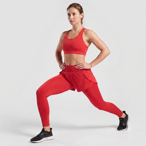 Women Double Layer Eco-Friendly Gym Fitness Leggings Sports Running Tummy Shapewear Legging & Elastic Waist <b>Swim</b> <b>Shorts</b> - Product Image 5