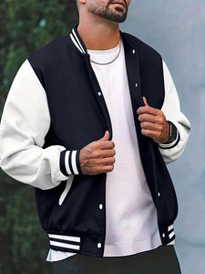 Fall Winter Men Baseball <b>Jacket</b> Youth Loose Stand-up Collar Single-breasted Men <b>Jacket</b> Fashion Casual College <b>Boy</b> <b>Jacket</b> - Product Image 3