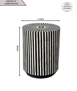 Tabouret pliant moderne fait main en os incrusté, de haute qualité, écologique, style farmhouse, ottoman, Inde, poli, FS International - Product Image 1