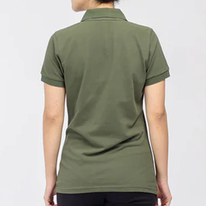 Polo à manches courtes vert olive pour femme Coupe classique Couleur unie 100% coton Tissu Oxford - Product Image 4