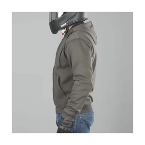 Sweat-shirt à capuche zippé gris pour homme, coupe classique, couleur unie, vêtement décontracté d'automne, tissu polaire - Product Image 4