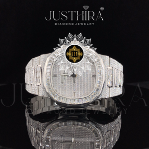 Reloj de Cristal de Zafiro y Acero Inoxidable con Cristal de Moissanita Cuadrado Antiguo de Excelente Calidad, Diseño Delgado y Elegante para Mujer - Product Image 4